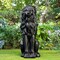 Set of 2 36.25"H Oversized MGO Black Guardian Sitting Lion Garden Statue